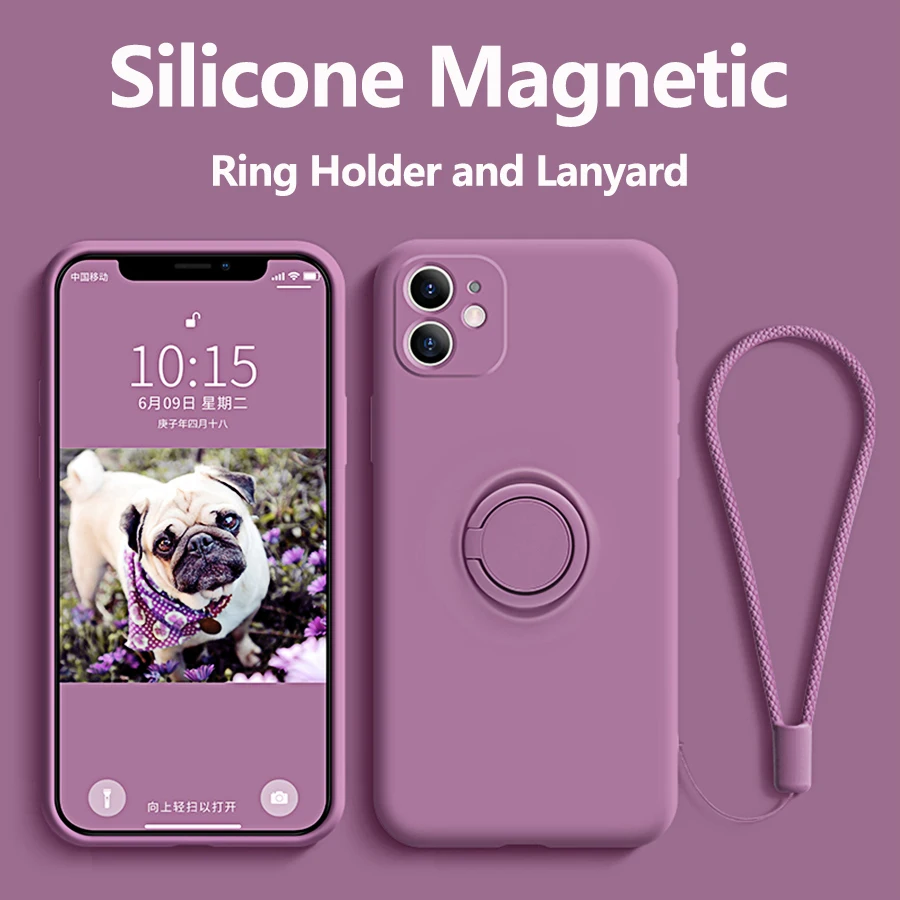 

Case For iPhone 11 Case Silicone With Ring Holder Magnetic Funda Cover For iPhone 11 Pro Max XR X XS Max 7 8 Plus SE 2020 Case