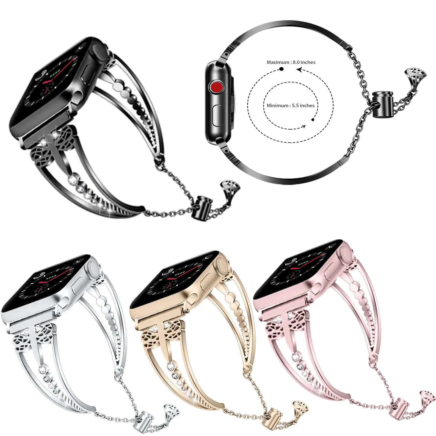 Алмазный браслет для Apple Watch Series 4 3 2 1 ремешок iWatch 38 мм 42 40 44 часов с кристаллами