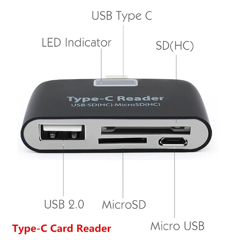 Kebidumei Многофункциональный Micro USB, для карты памяти адаптер 4 в 1 TF/SD/мобильное устройство считывания карт Тип док-станция с USB для Mac-книга планшетный ПК с системой андроида
