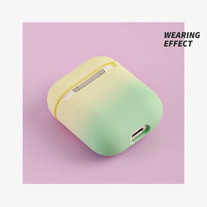 Для AirPods чехол градиентные радужные цвета защитный жесткий чехол Bluetooth беспроводные наушники чехол для Air Pods 2 Чехол для наушников