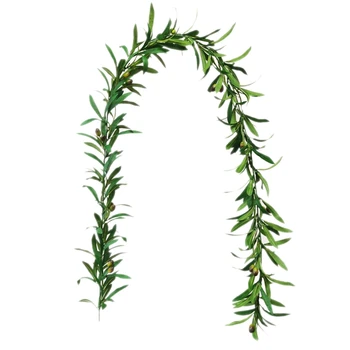 

1.85M Olive Leaf Rattan,Artificial Olive Rattan Vines Green Rattan for Front Door Indoor or Outdoor Wall Wedding Home Decoration