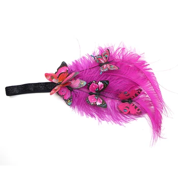 

Butterfly Ostrich Elastic Fancy Vintage Gatsby Gift Feather Headpiece Party 1920s Flapper Adult Women Headband Hair Accessories