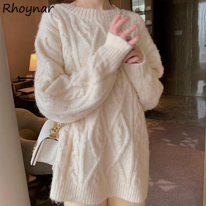 

Pullovers Women Tender Japanese Style Lazy Loose Knitted Casual Full Sleeve Sweaters Comfort O-Neck Girlish Autumn Chic Solid