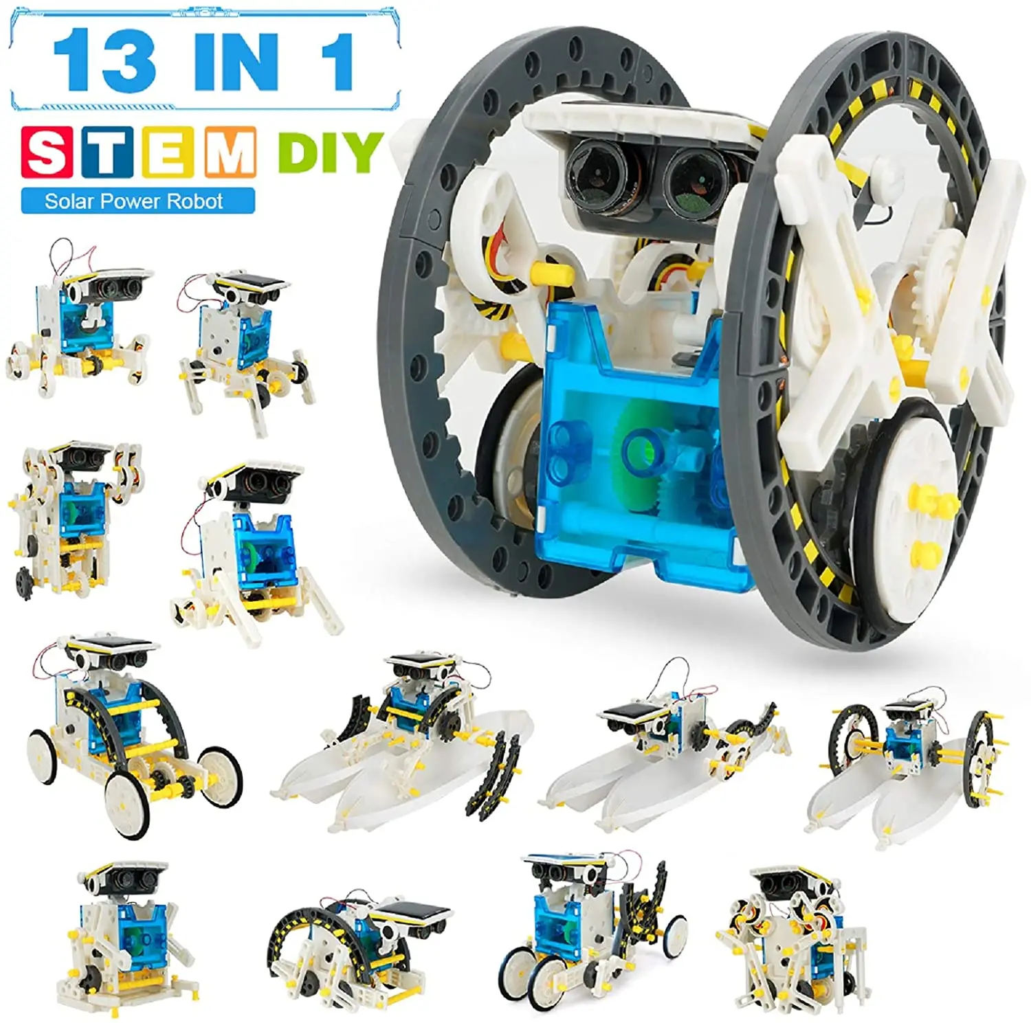 13 In 1 Solar Robot Kits Educational Toys STEM Technology Learning Block Spaceship Robotics Dinosaur Toy For Kids Children Gifts | Игрушки и