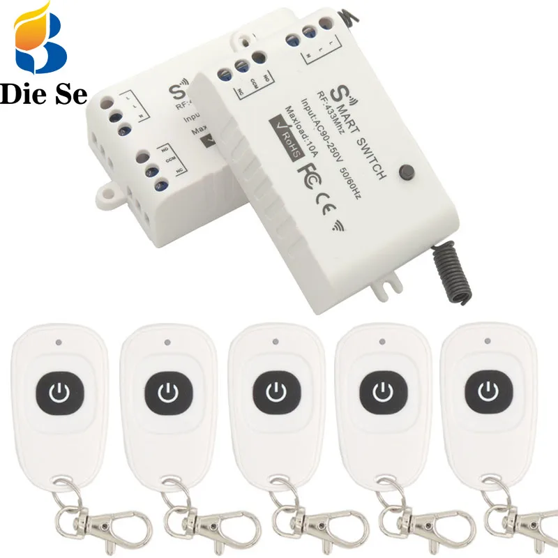 Diese 433Mhz Wireless Relay Receiver Remote Control AC 85V~250V 1CH RF Controller and Transmitter for Lighting/Home application |