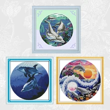 Klassieke Dolfijn Patronen Serie Kruissteek Kits 11CT Gedrukt Stof 14CT Geteld Canvas Dmc Kruissteek Borduren Sets