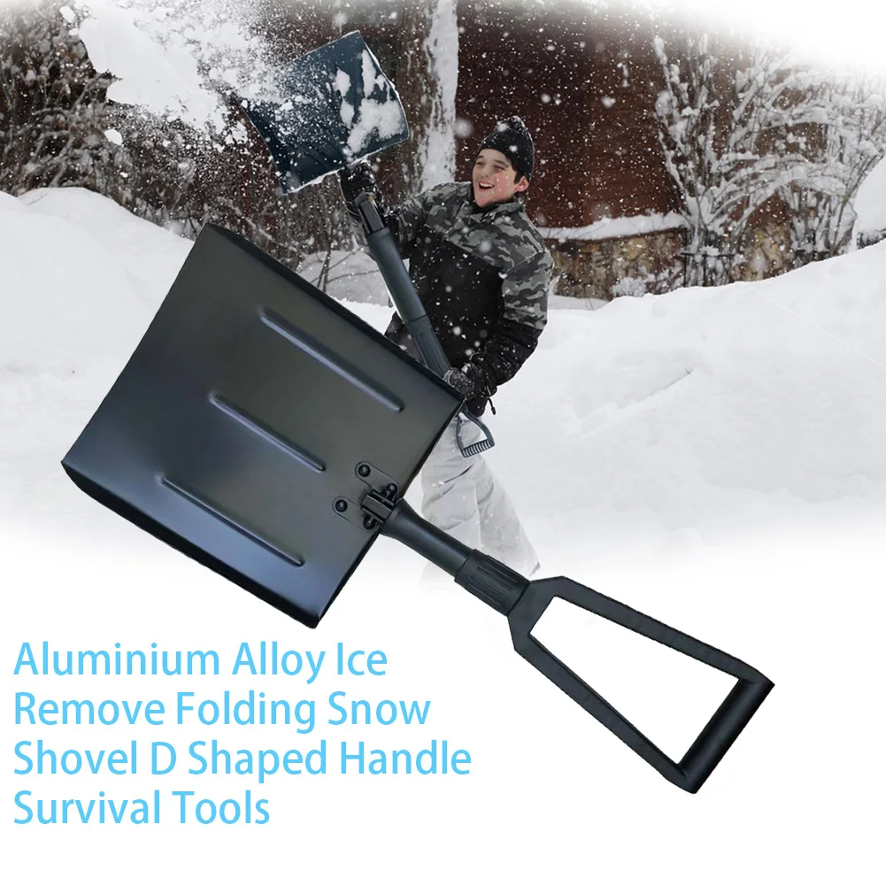 Кемпинг Алюминиевый сплав Открытый складной лопата для снега Пешие прогулки для автомобиля зима очистить от льда Выдвижная многофункциональная d-образная ручка