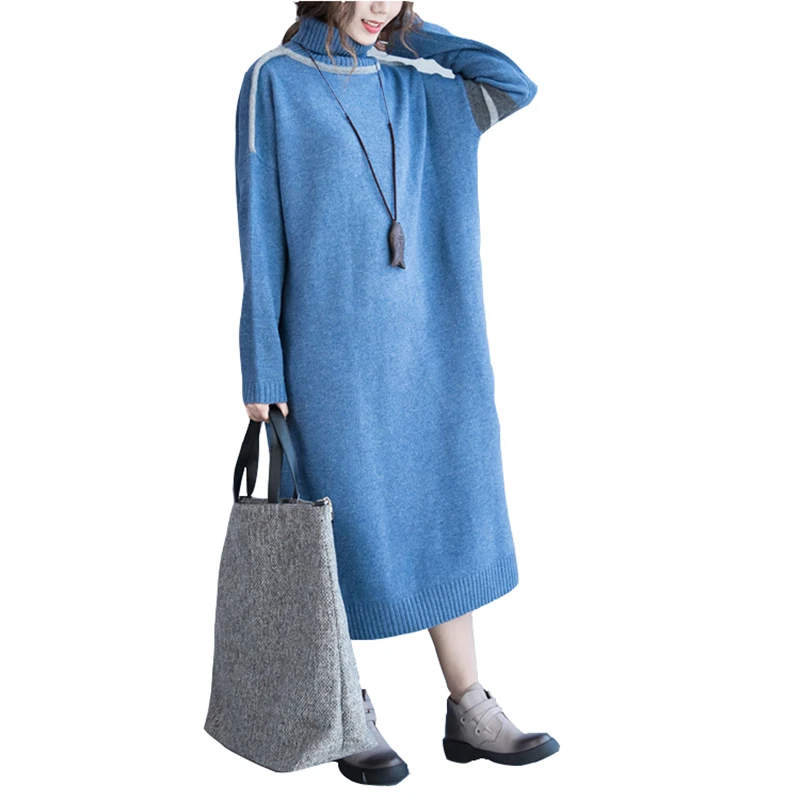 Водолазка платье было тонкого размера плюс длинный свитер платья женщин осень