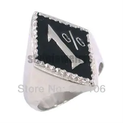 Sleek Black Biker Ring in Stainless Steel - Classic 1% Design - 8 (Black)