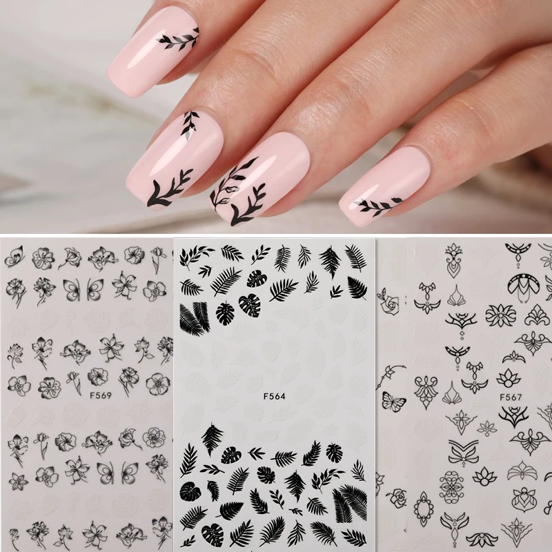 1Pcs 3D Nail Stickers Adhesive Transfer Sticker Decals Flower Tropical Plants Image DIY Slider For | Красота и здоровье