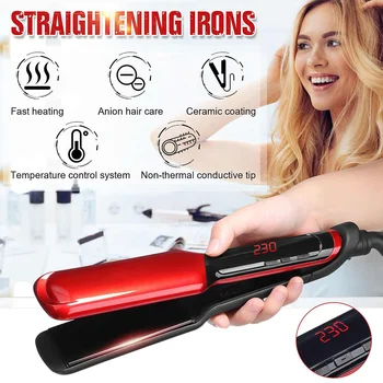 

LCD Hair Straightener 2 in 1 Ceramic Coating Hair Curling Iron Straightening Irons 220-240V Professional Styling Tool EU Plug