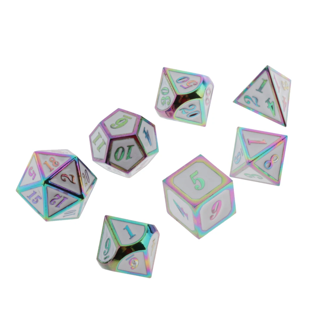 7pcs Embossed Metal Multi-sided Polyhedral Dice Set for Dungeons and Dragons Dice MTG DND RPG Table Games Board Game D20 D12 Set