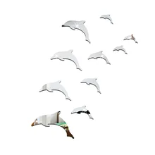 Funlife экологически чистый кристалл фу diao галстук 3D украшения наклейки на стену зеркало с дельфином наклейки MS361106