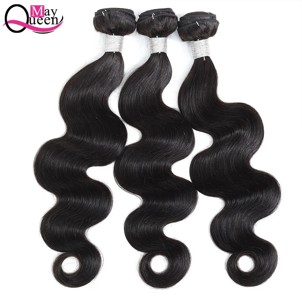 May Queen Malaysian Body Wave Hair Bundles 8-28 Inch 100% Human Weave Natural Color Remy | Шиньоны и парики