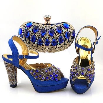 

Fashion Shoes And Bags African Ladies Shoes And bag Shiny Beauty Crystal Shoes Matching bag Set Banquet shoes and bags