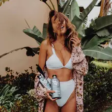 Купальный костюм с высокой талией, женский купальник из двух частей, оранжевый купальник с лямкой через шею, бразильский купальник, Maillot De Bain Femme