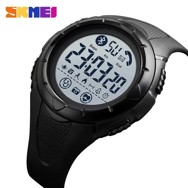 

SKMEI Smart Men Watch Sport Waterproof Light Display Bluetooth Heart Rate App Remind Sleeping Monitor Reloj Inteligente 1542