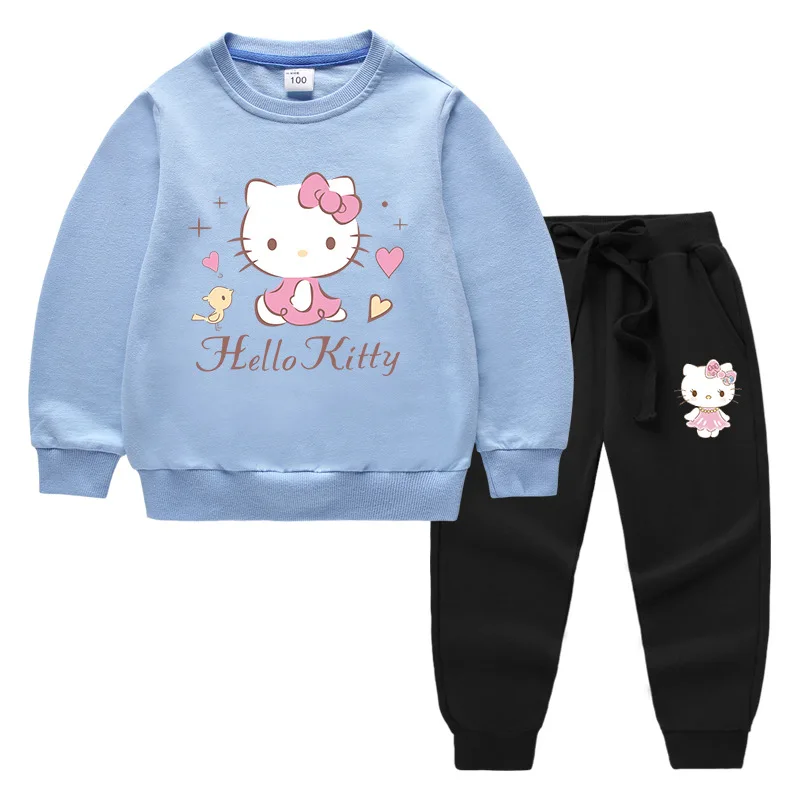 thumbnail image 1 of Conjunto de Sudadera con capucha de cuello redondo de Hello Kitty, nueva ropa para niños, pantalones de manga larga con bonitos dibujos, traje de algodón para bebé de dos piezas, 1 of 5