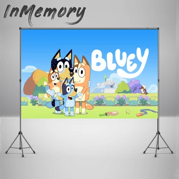 

InMemory Bluey Newborn Baby Shower Custom Birthday Backdrop Cartoon Photography Background For Photo Studio Photophone 7x5ft