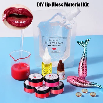 

Set DIY Lip Gloss Material Kit Lip Glaze Set Moisturizing Nutrition Non-stick Cup Lipstick Makeup Tool