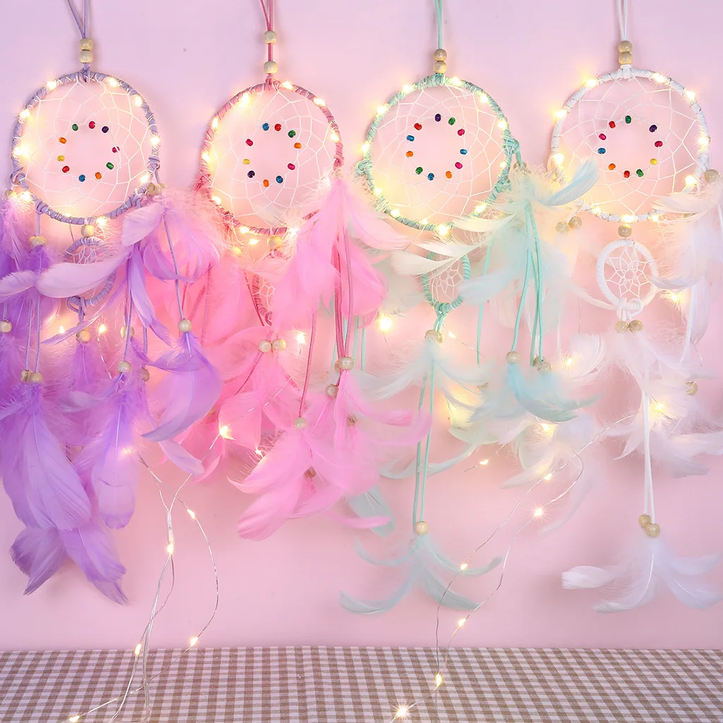 

DIY Girls Heart Decorated Ins Decorative Colorful Feather Dream Catcher Pendant Creative Gift Handmade