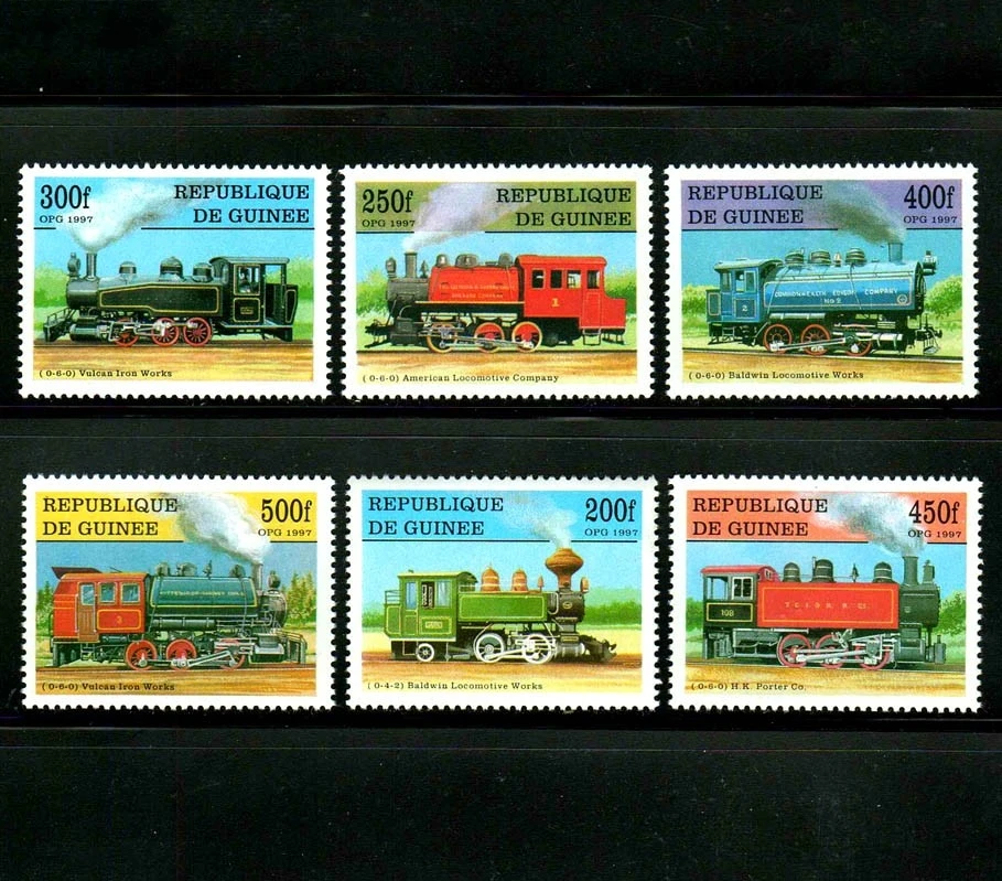 

6Pcs/Set New Guinea Post Stamp 1997 Classic Train Stamps MNH