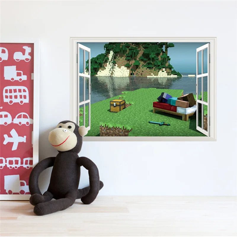 Мультяшный Стив и Крипер настенный игровой стикер песочница игровой плакат Современный домашний декор Настенная Наклейка s для детских комнат