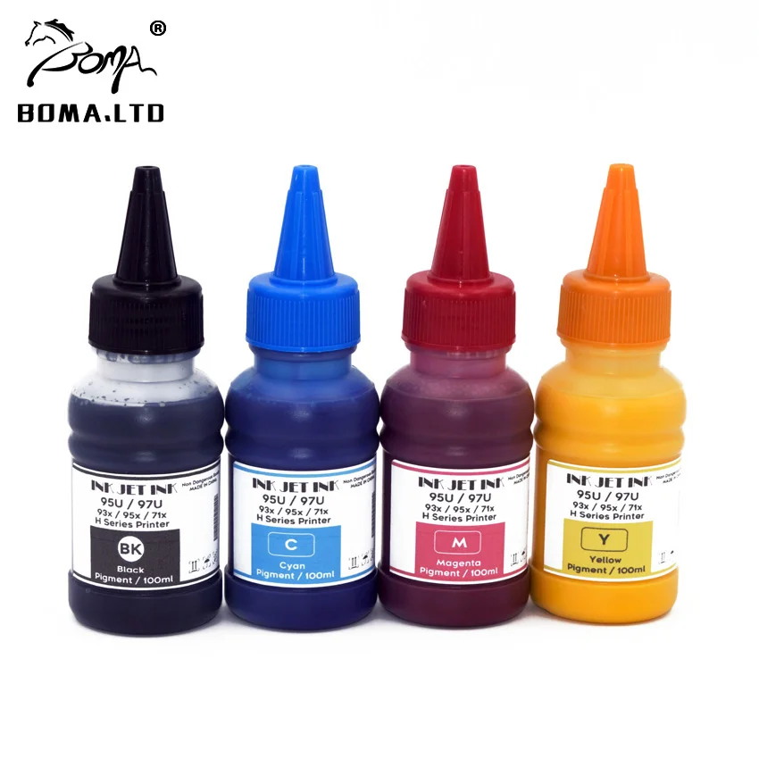 1Set 100ml*4color Water Based Pigment Ink For Hp 95u 952 953 954 955 7720 7740 7730 8710 8720 8715 8740 8210 8216 Printers