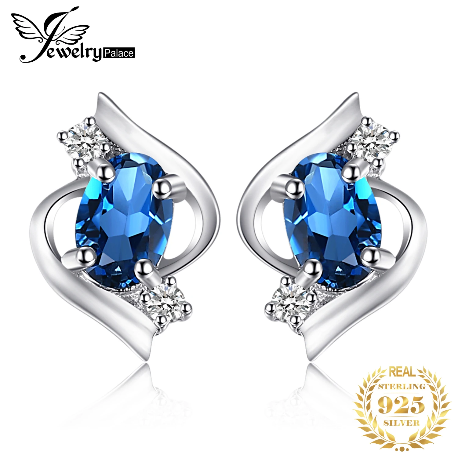 Jewelrypalace Овальный 1.1ct Природные Лондон Голубой топаз Серьги гвоздики 925 серебро