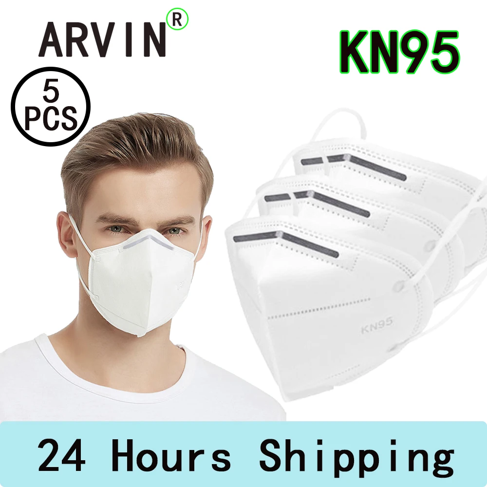 

Fast Ship 5PCS KN95 Facemask 95% Filtration Adults Kn95 Face Mask Anti-Dust PM2.5 Fog Filter Safety Protective Nk95 k n 95