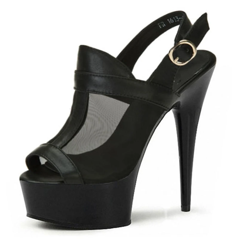 

Nightclub Pole Dance Party 15 17cm Super High Thin Heels Female Shoe Open Toe Ankle-buckle Thick Platform Buckle Plus Size