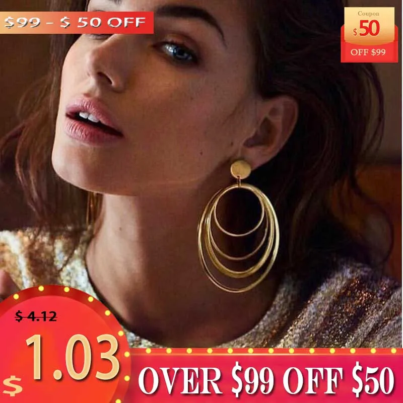 Серьги для женщин 2019 модный стиль Золотой Цвет Большое четыре многослойное