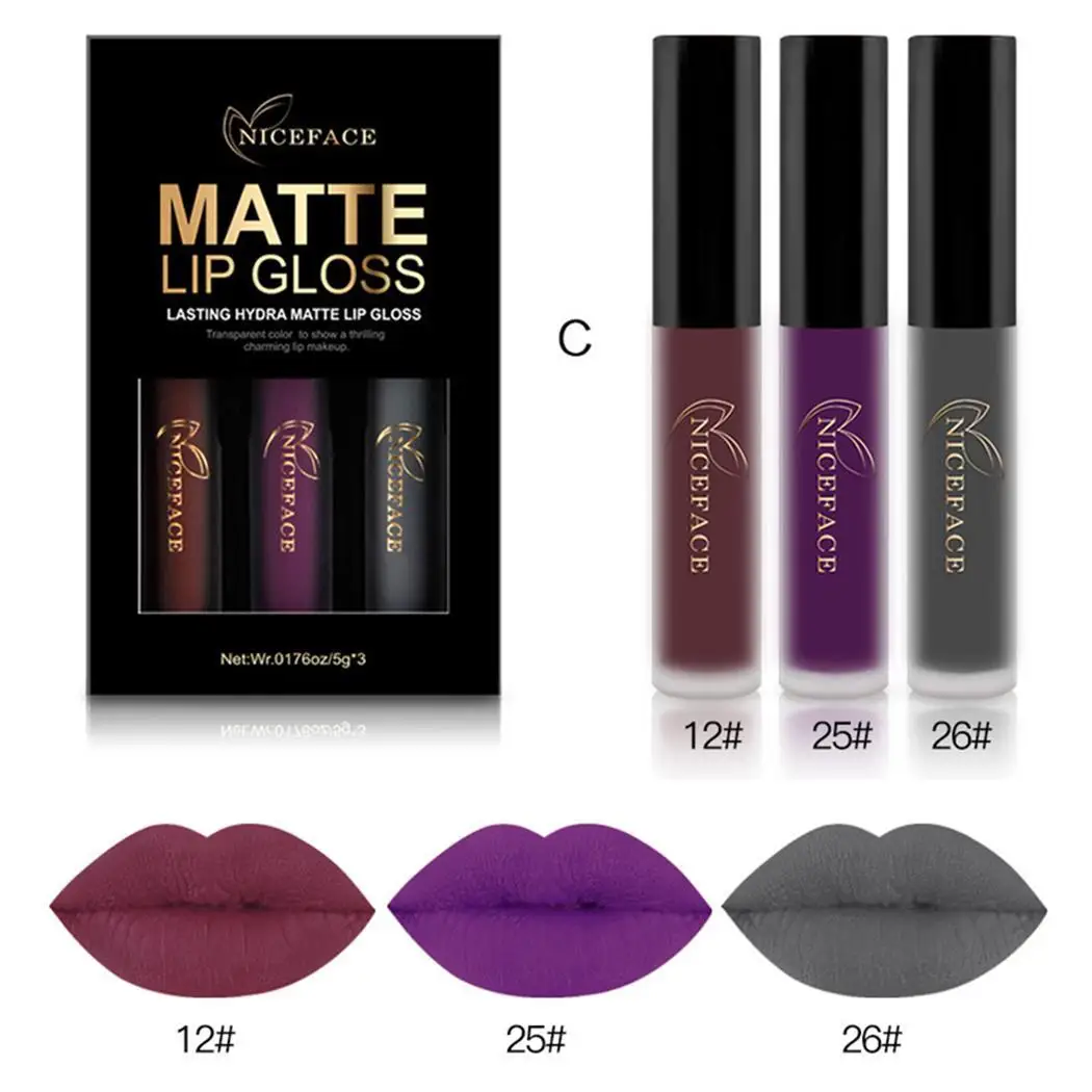 

Women Long Lasting Matte Lip Gloss Create sexy lip effect and stays all day. Moisturizing Lip Cosmetics 5g Yes