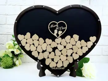

Black acrylic frame, heart-shaped wedding guest book, alternative wedding guest book delivery box for wedding
