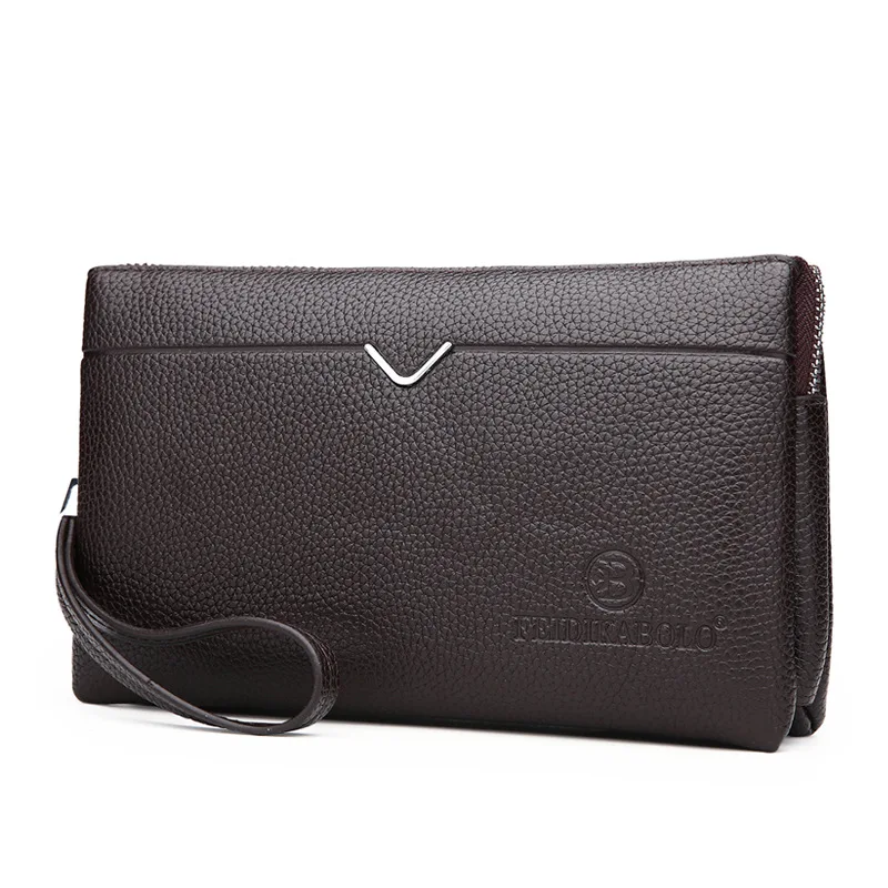

New Style Men PU Leather Handbag Long Zipper Embossed Leather Business Men's Hand Bag Large Capacity Soft Leather Clutch Bag