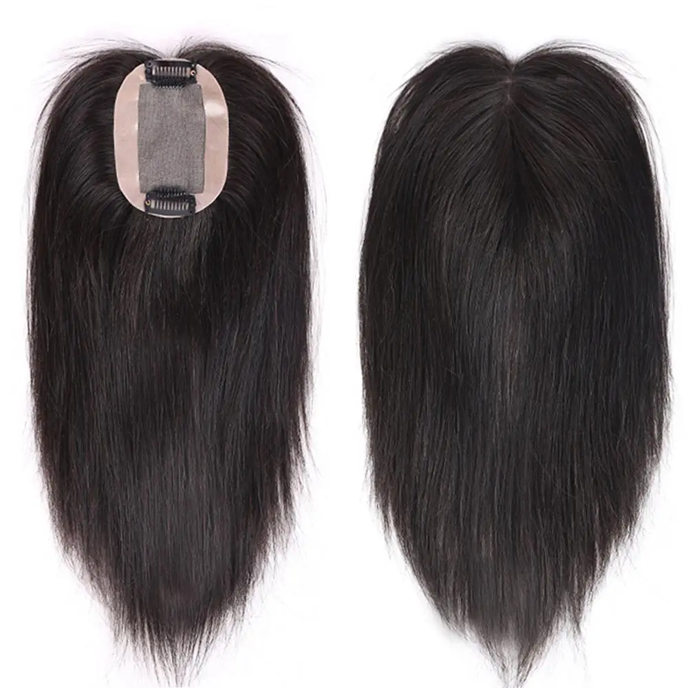

Salonchat Straight Intermediate Silk Base Hair Topper Pure Color Toupee Hairpieces for Women Remy Human Toupee Hair for Women