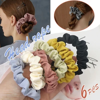 

6Colors Hair Scrunchie Elastic Hair Bands Solid Color Ponytail Holder Hair Accessories Women Girls Headwear SK88