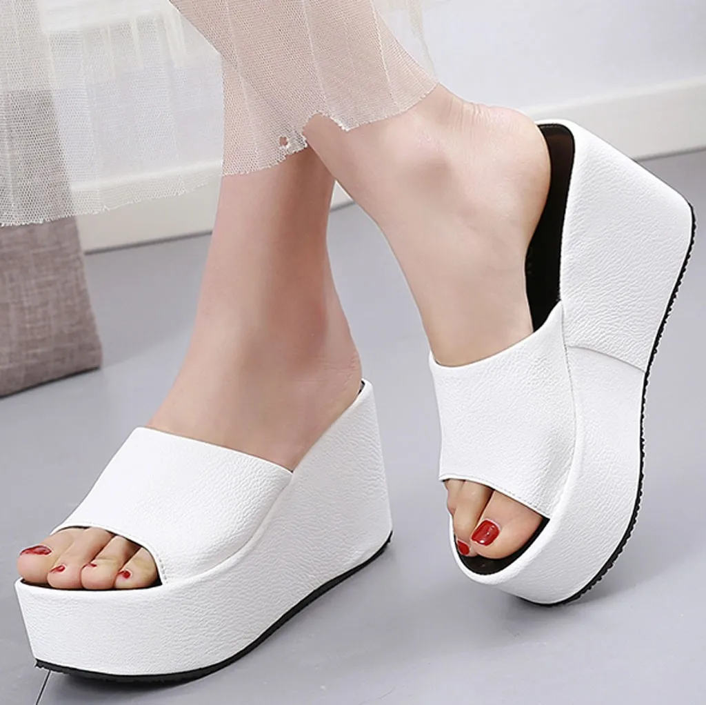 Women Summer Outdoor Slippers Open Toe Wedges Beach Walk Shoes Sandals Casual Ladies Woman #114 | Обувь