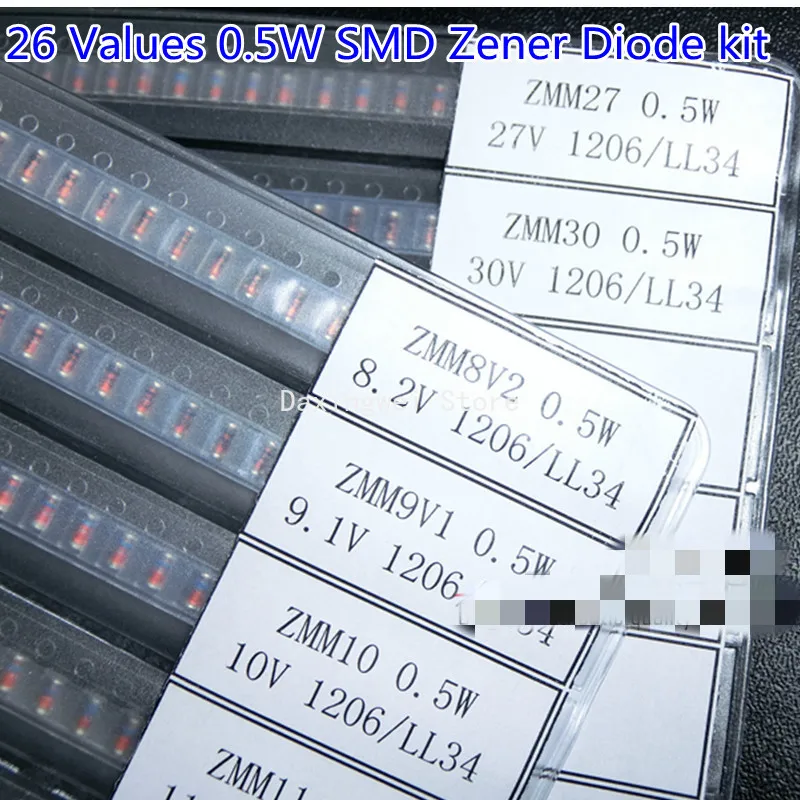 650 шт. Строительная планшетория 0 5 Вт SMD 1/2 2 4 В-30 в 7 3 9 1 В 10 22 24 LL34 26Valeus широко