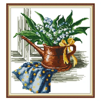 

Greenery Stamp Cross Stitch Kit Embroidery Needlework 11CT 14CT Counted Cross Stitch Canvas Embroidery Fabric for Needlework Set