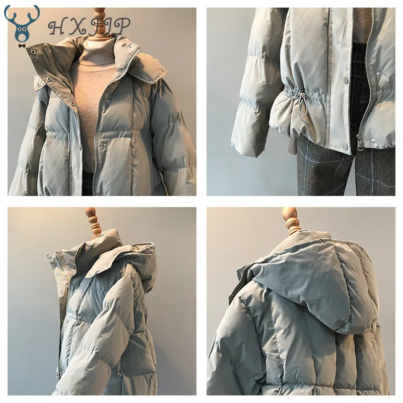 HXJJP новые зимние пуховики с капюшоном, женские свободные утолщенные теплые хлопковые пальто, пуховая куртка, женская верхняя одежда