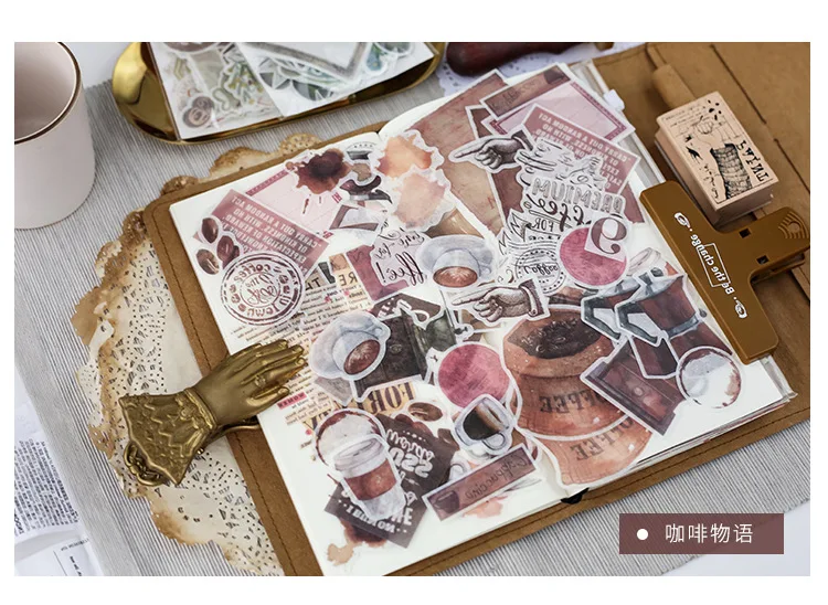 64 шт./лот журнал японский бумажный цветок винтажный календарь кофе декоративный дневник милые наклейки Скрапбукинг хлопья канцелярские принадлежности