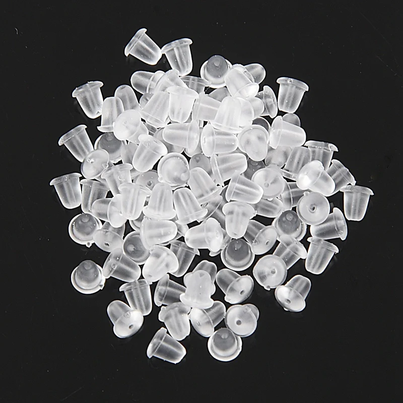 NEW-100pcs прозрачный резиновый фиксатор для серег спины белый 4 мм x 6 мм