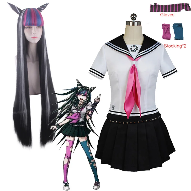 Game Mioda Ibuki Cosplay Costume Danganronpa 2 Wig Woman's JK Uniforms Girl Sailor Suit Halloween Carnival Costumes 0 (1)