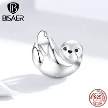 Бусины в виде животных BISAER, 925 пробы, серебро, ленивый Ленивец, бусины, Подвески, подходят для оригинальных браслетов, серебро 925, ювелирные изделия EFC109