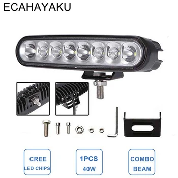 

ECAHAYAKU 40w 7'' Led Work Light Bar 12v 24v Combo DRL Daytime Running Motorcycle Reverse Lamp Mini Size Slim Light Bar Brighter