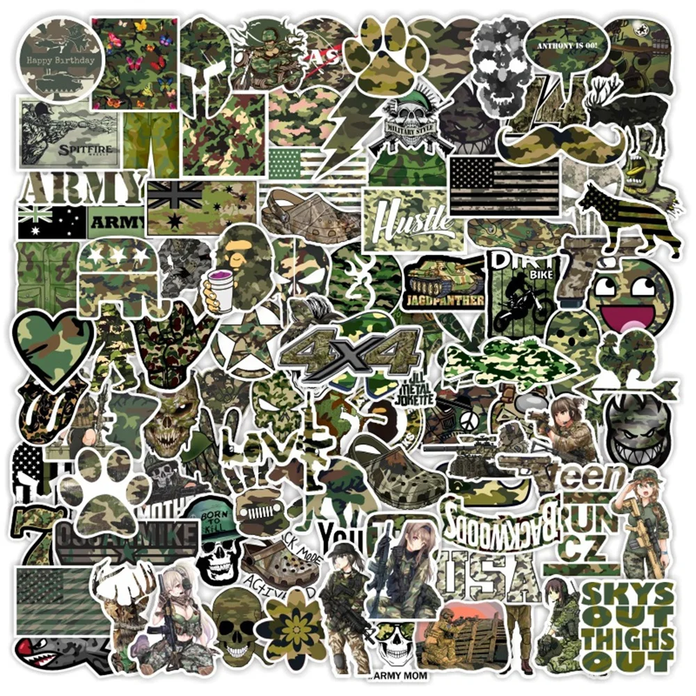 

10/30/50PCS Camouflage Trend Personality Skateboard Decoration Sticker Luggage Guitar Gift Toy Cartoon Sticker Wholesale