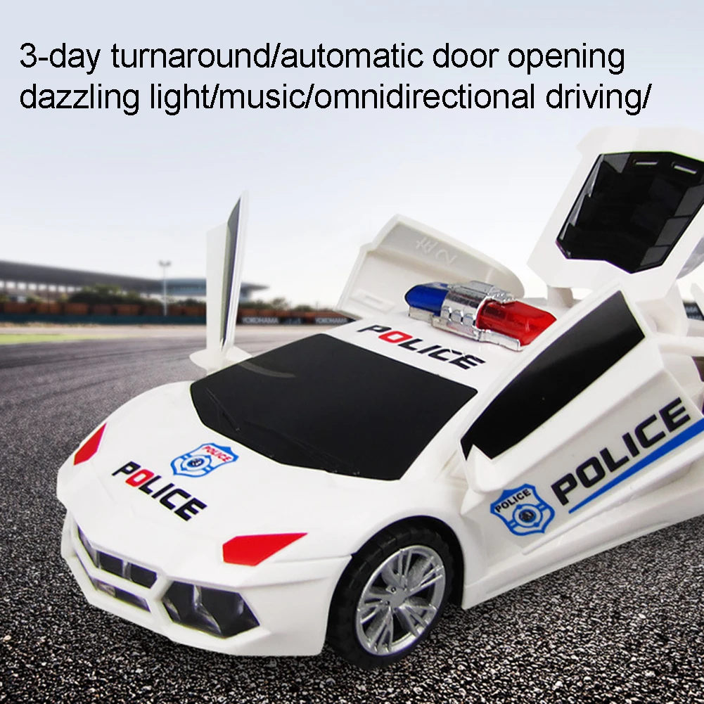  Kids Led Electric Car Toy 360 Degree Rotary Wheels Cool Lighting Music Kids Electronic Police Car T