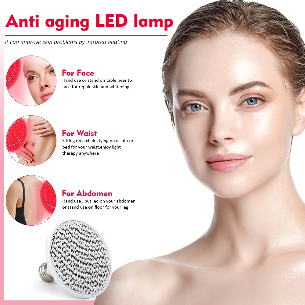 200LEDs Anti Aging 45W Red Led Light Therapy Deeps Red 660nm and Near