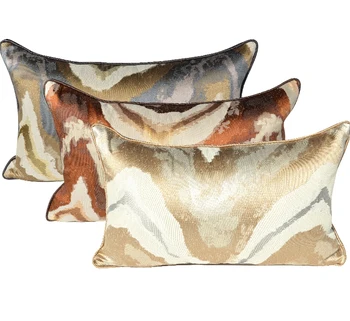 

50x30cm Sofa champane golden brown pillowcase modern ikat waist cushion cover decorative jacquard backrest pillow cover